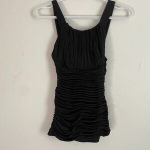Black Ruched Sleeveless Top
